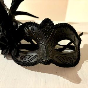 Authentic Feathered New Orleans Masquerade Ball Half-face Mask